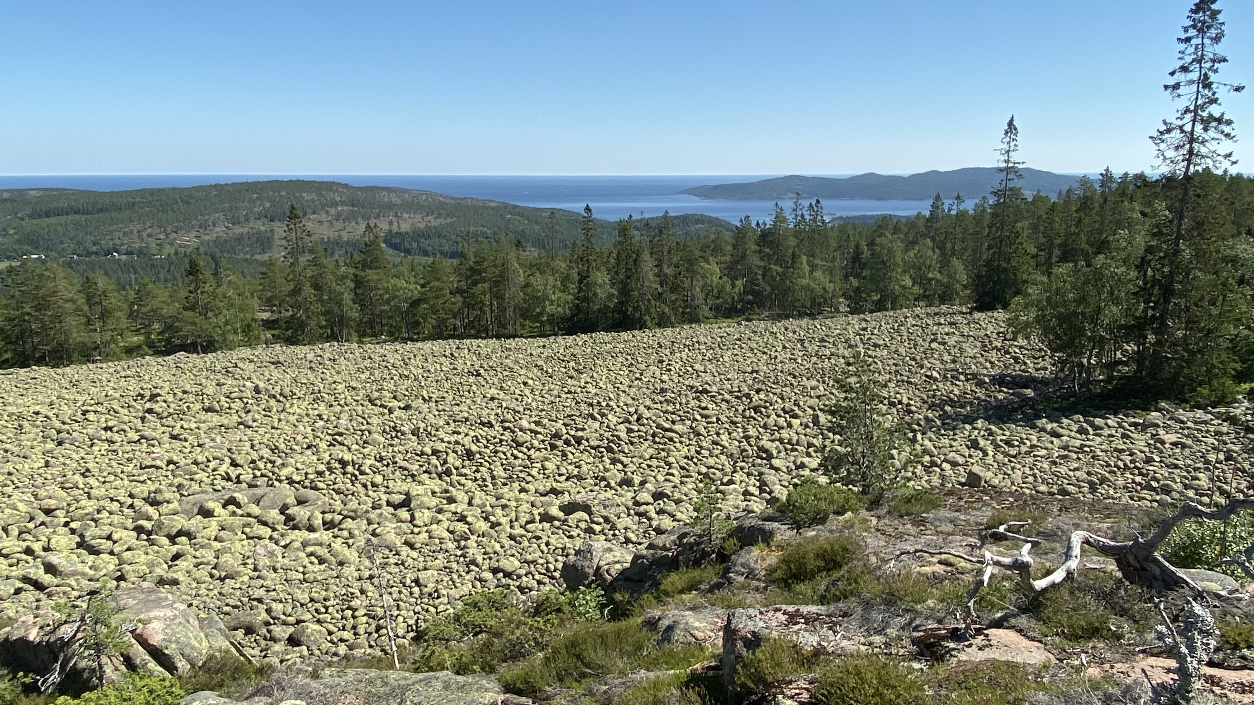Stenhällen med böljeslagsmärken.