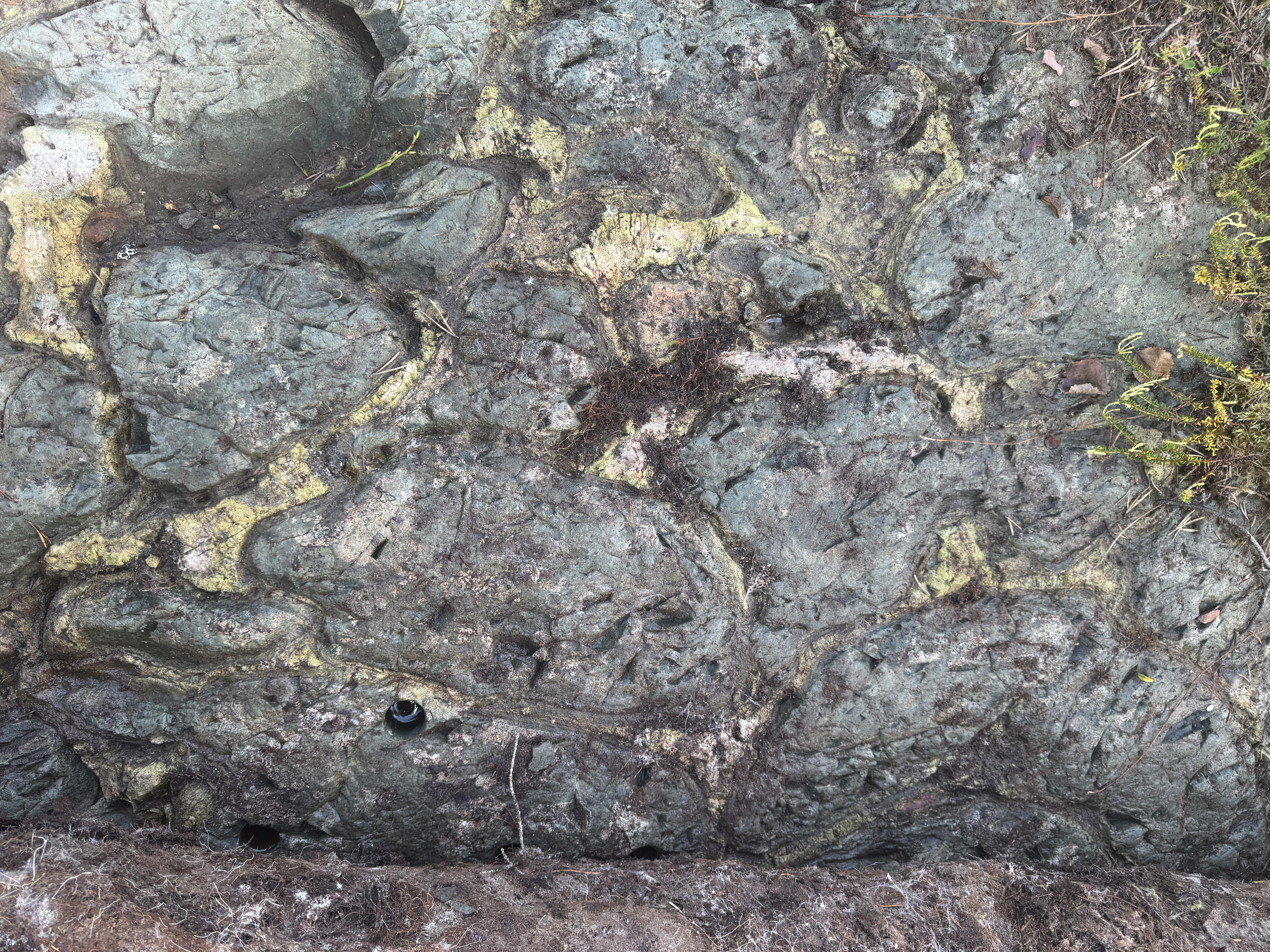 Stenhällen med vulkanaska